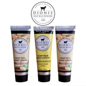 Dionis Goat Milk 1-oz Trio Hand Cream (x2) + Body Lotion (x1) | Factory-Sealed |